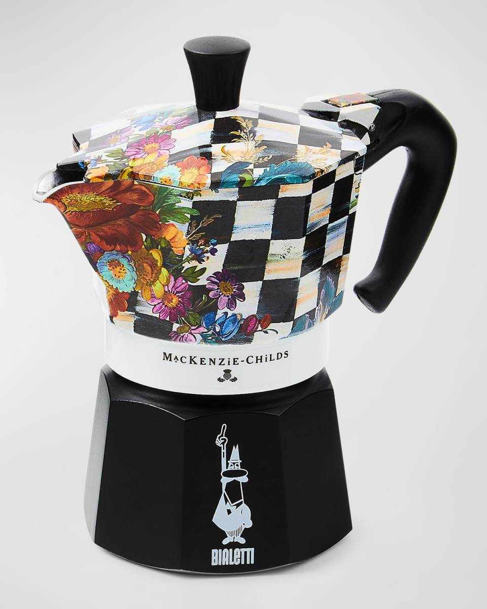 x Bialetti Moka Express Courtly Flower Market Stovetop Coffee Pot, 3 Cups